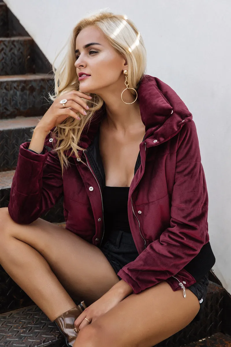Women's Winter Velvet Cotton Padded Basic Jacket