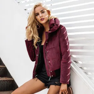 Women's Winter Velvet Cotton Padded Basic Jacket