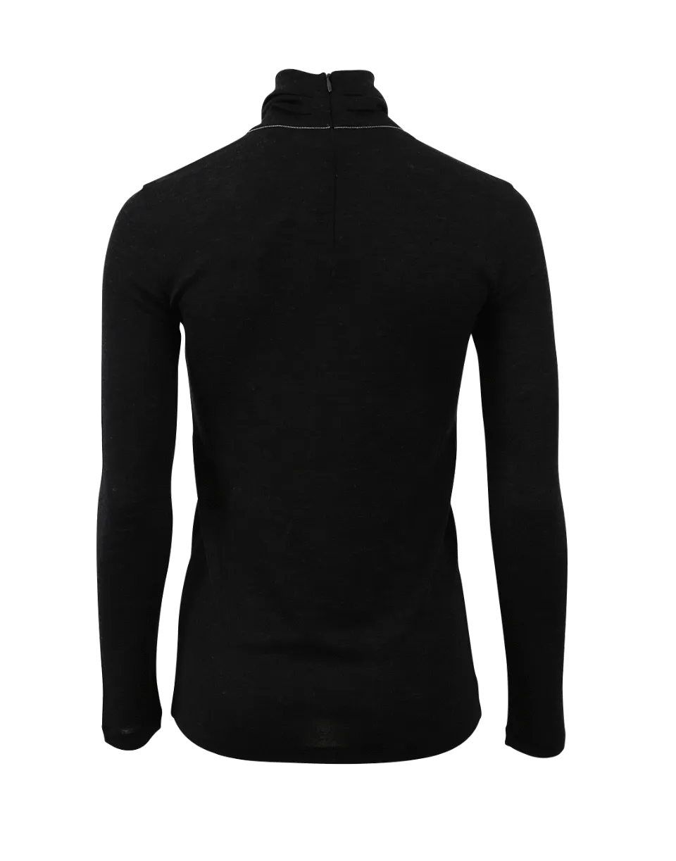 Wool Jersey Turtleneck Top