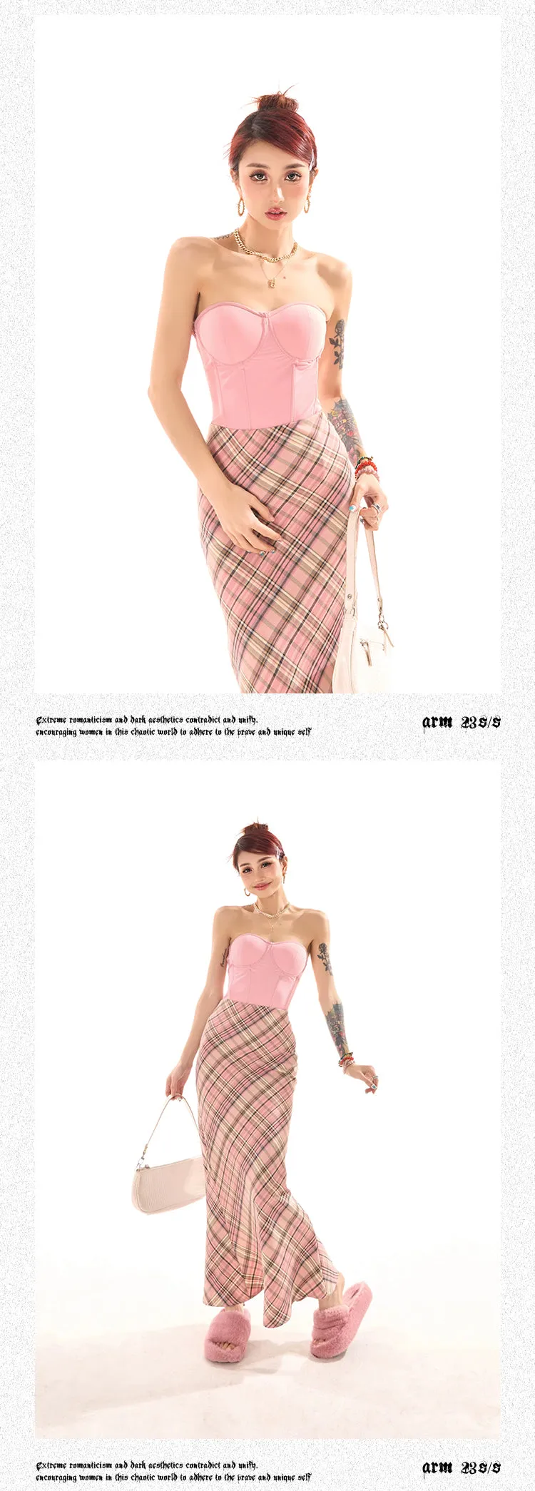 Zerocircle Solid Color Black Pink Sleeveless Bandeau Fishbone Corset Slim Top